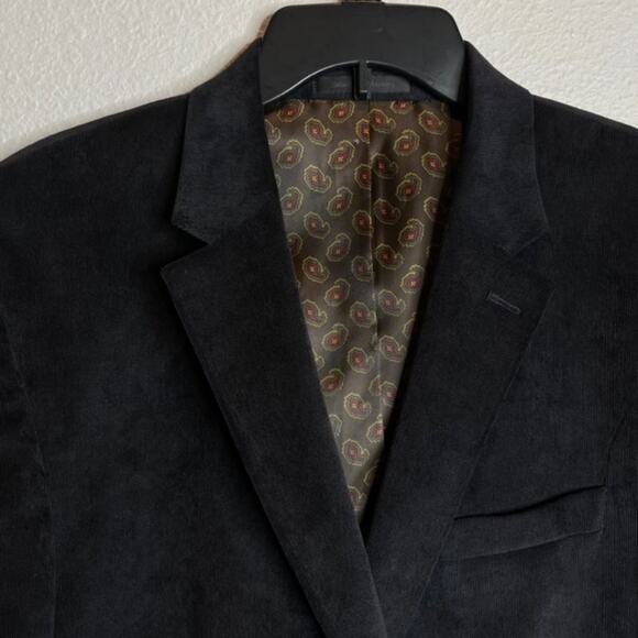 Chaps Men's 46L Black Corduroy Blazer Sport Coat Suit Jacket - Picture 3 of 11